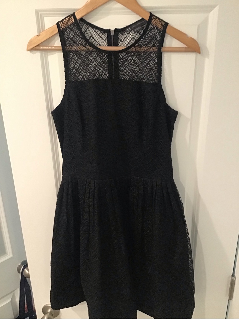 Armani Exchange Black Lace Sleeveless Fit & Flare Mini Dress